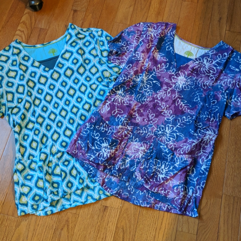 Two scrub tops with nice stretch to them